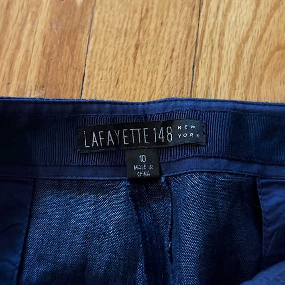 Lafayette 148 sz 10 dark chambray trouser zip fly, pockets, 100% linen wide leg - Picture 5 of 9